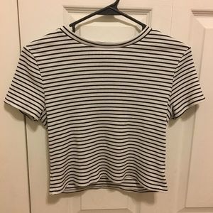 Black and White Striped Crop Top
